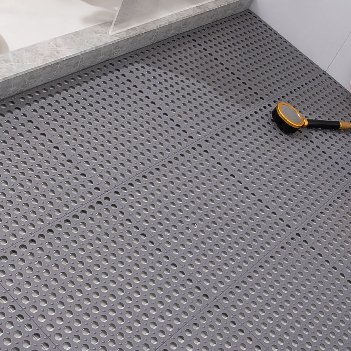 10PCS Suction Cup Floor Mats Anti Slip Plastic Mosaic Bath Mat for Kitchen Bathroom Grey
