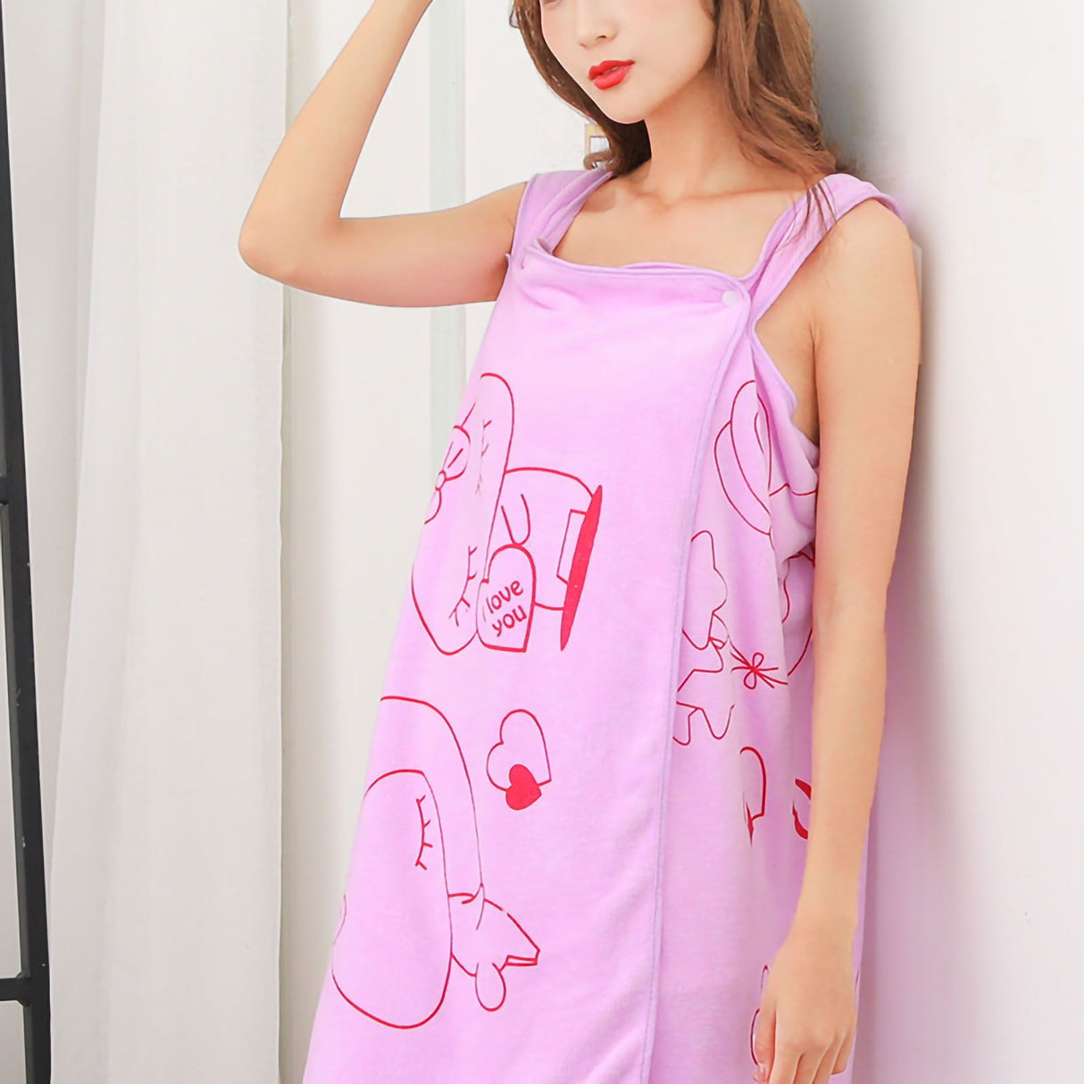 Women Bath Towel Superfine Fiber Wearable Breathable Female Towel Wrap with Straps Edge Cover Bathroom Accessories Light Purple 80x135cm/31.50x53.15in