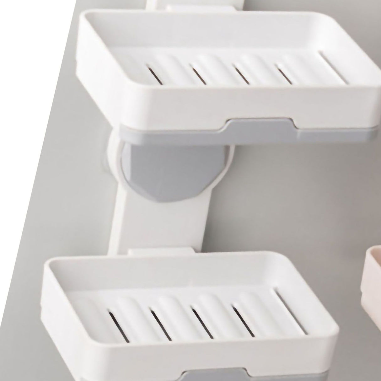 Soap Box Draining Case Holder Rack Plastic Hole Free Installation for Bathroom Toilet Light Gray 2 Layers