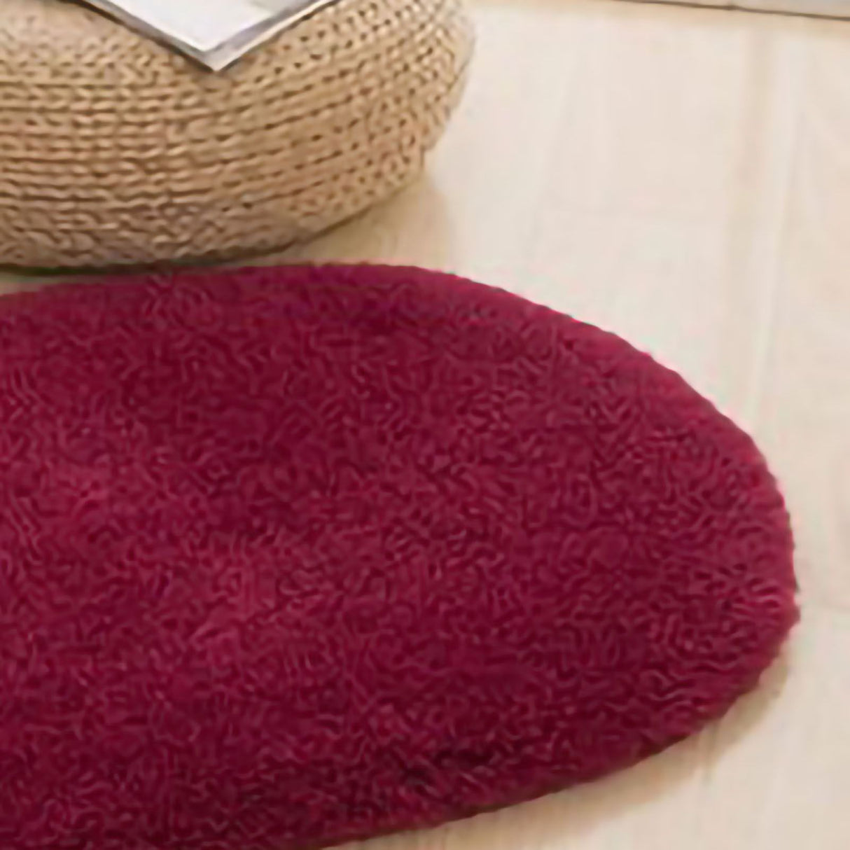 Door Mat Oval Slip Proof Indoor Door Carpet Moisture Absorption Soft Comfortable Plush Bathroom Rug for Kitchen Bedroom Wine Red 40x60cm/15.7x23.6in (Oval Shape)