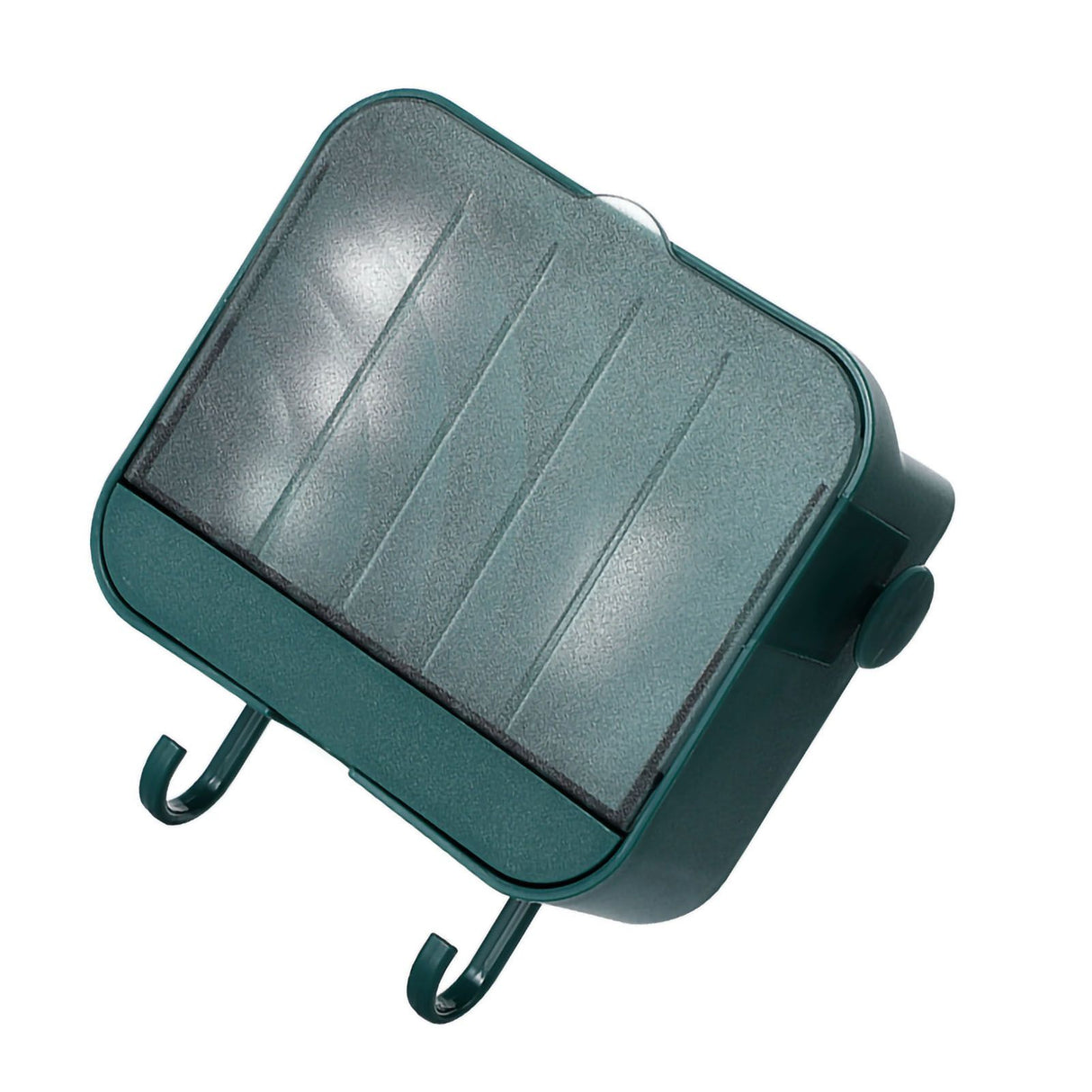 Soap Holder Punch Free Wall Mounted Durable PP Double Layer Double Hook Design Soap Storage Box for Bathroom Green