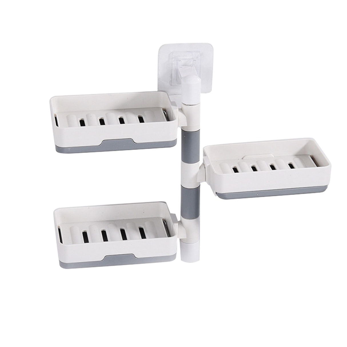 Rotatable Wall Mounted Soap Box 3 Layers HIPS Punch Free Rotatable Soap Container Dish for Household White