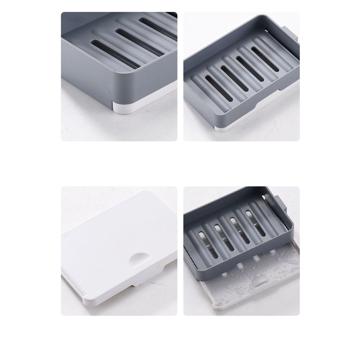 Rotatable Wall Mounted Soap Box 3 Layers HIPS Punch Free Rotatable Soap Container Dish for Household White