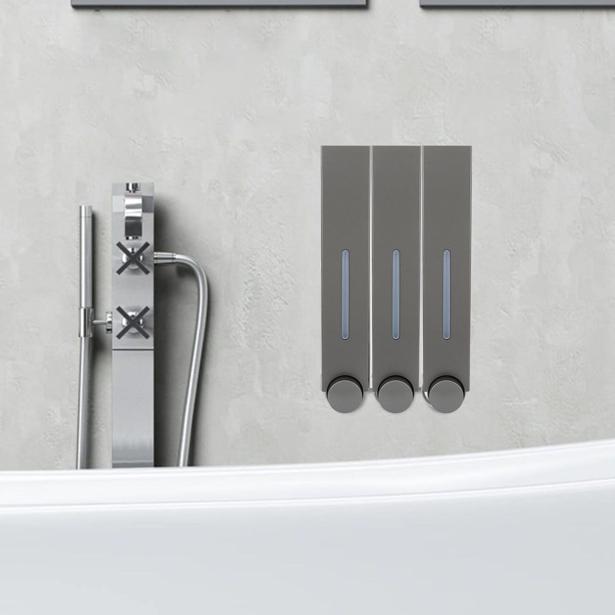 Wall Mounted Liquid Soap Dispensers Back Stick Type Plastic Shampoo Dispenser for Home Hotel School Toilet Grey 6028 3 Cups