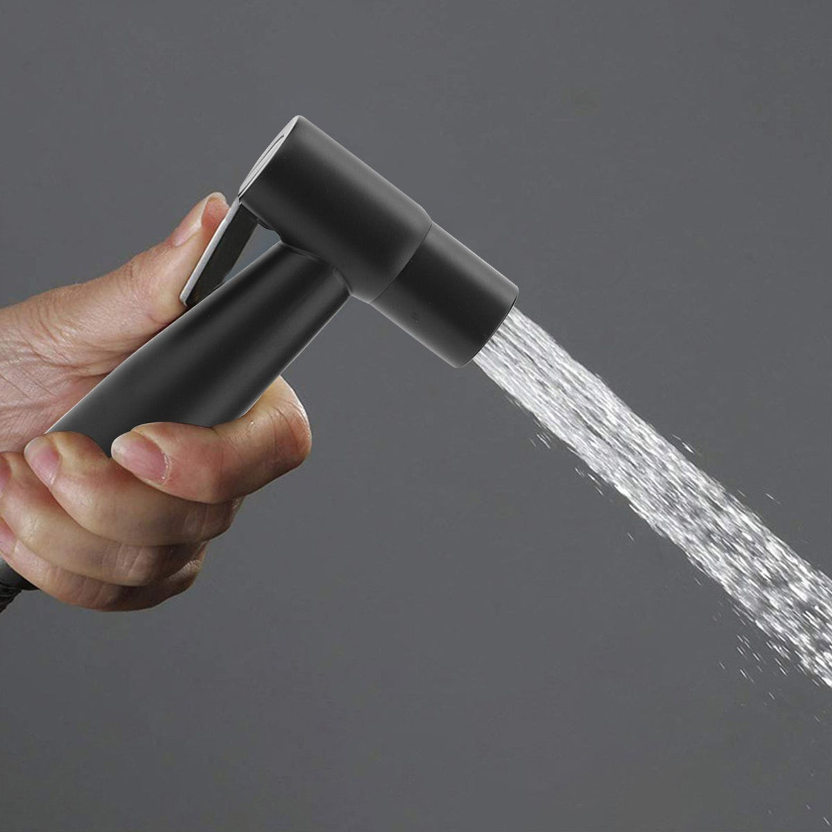 Black 304 Stainless Steel Handheld Pressurized Sprayer with 1.2m Hose and Wall Hook for Toilet Bidet G1/2 Male and Female Thread