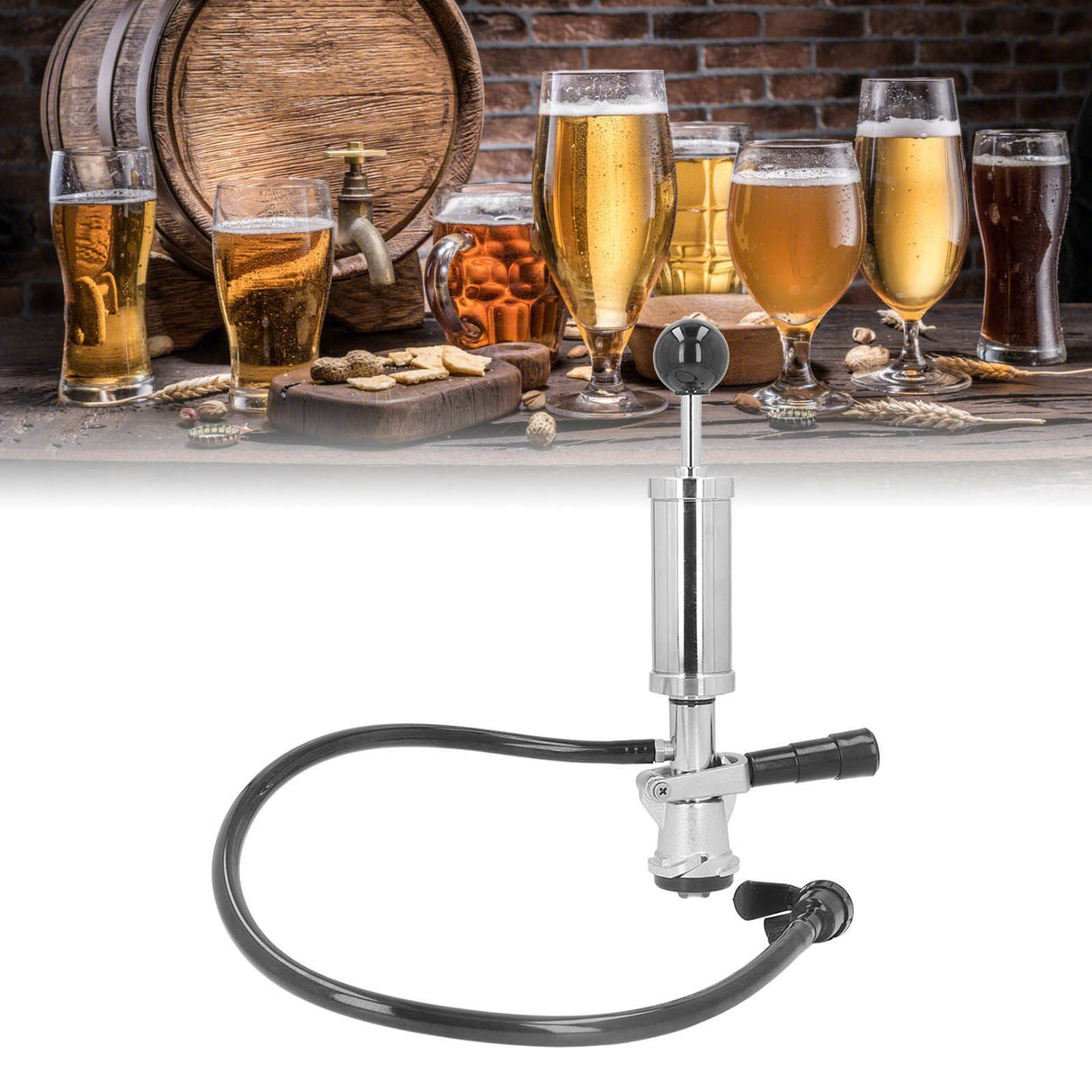 4in Thread Beer Keg Pump Stainless Steel Keg Party Pump with Tap for American D System Kegs