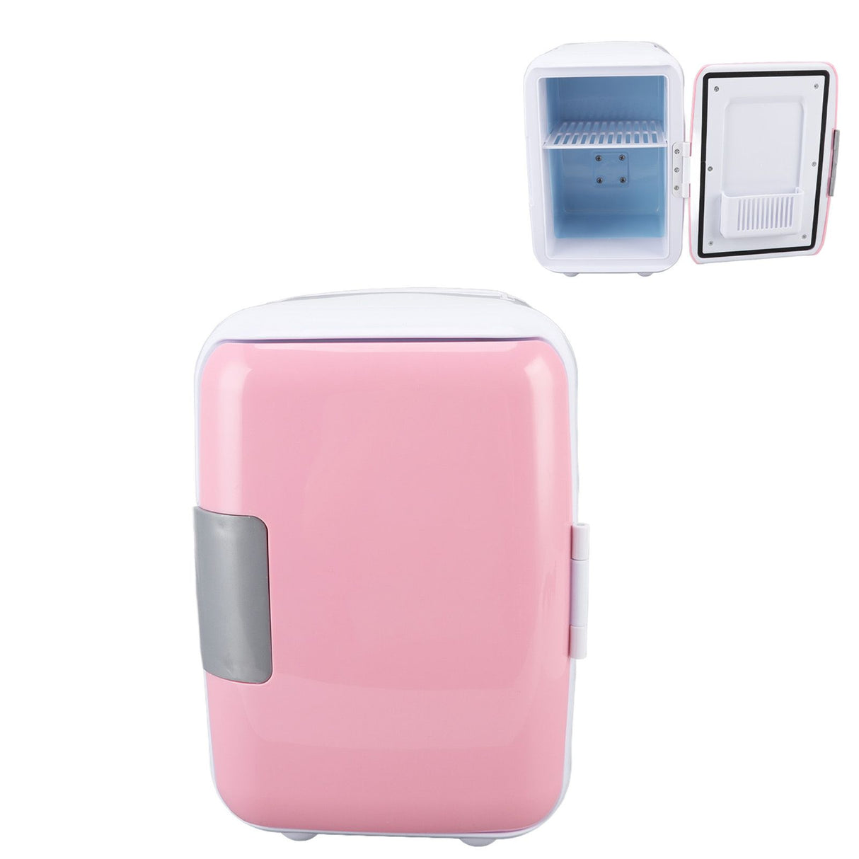 Car Fridge 4 Liters Durable ABS Cosmetic Storage Detachable Partition Portable Mini Fridge for Food Cosmetic Car Pink