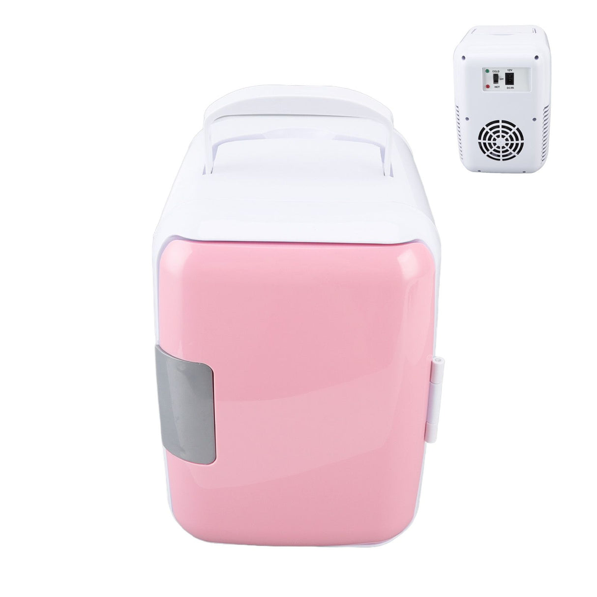 Car Fridge 4 Liters Durable ABS Cosmetic Storage Detachable Partition Portable Mini Fridge for Food Cosmetic Car Pink