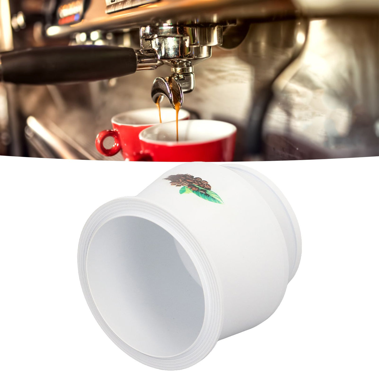 Coffee Dosing Cup Aluminum Alloy Coffee Making Machine Bean Grinder Portafilter Accessories 58mm/2.28in Opening 140ml