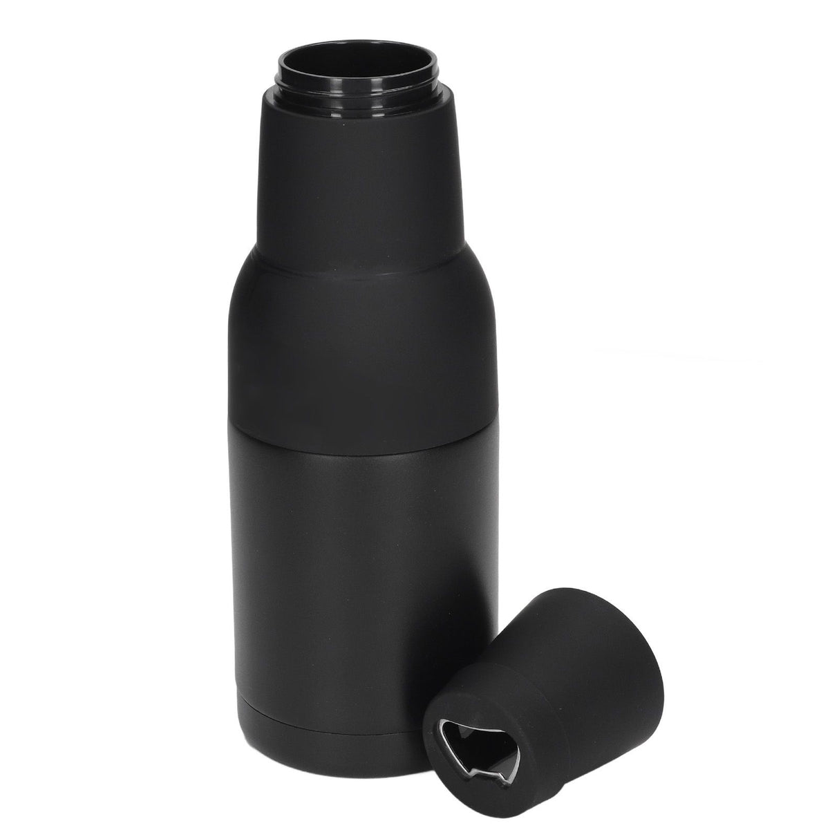 Vacuum Double Wall Stainless Steel Can Insulation and Cold Storage Tank with Bottle Opener Black