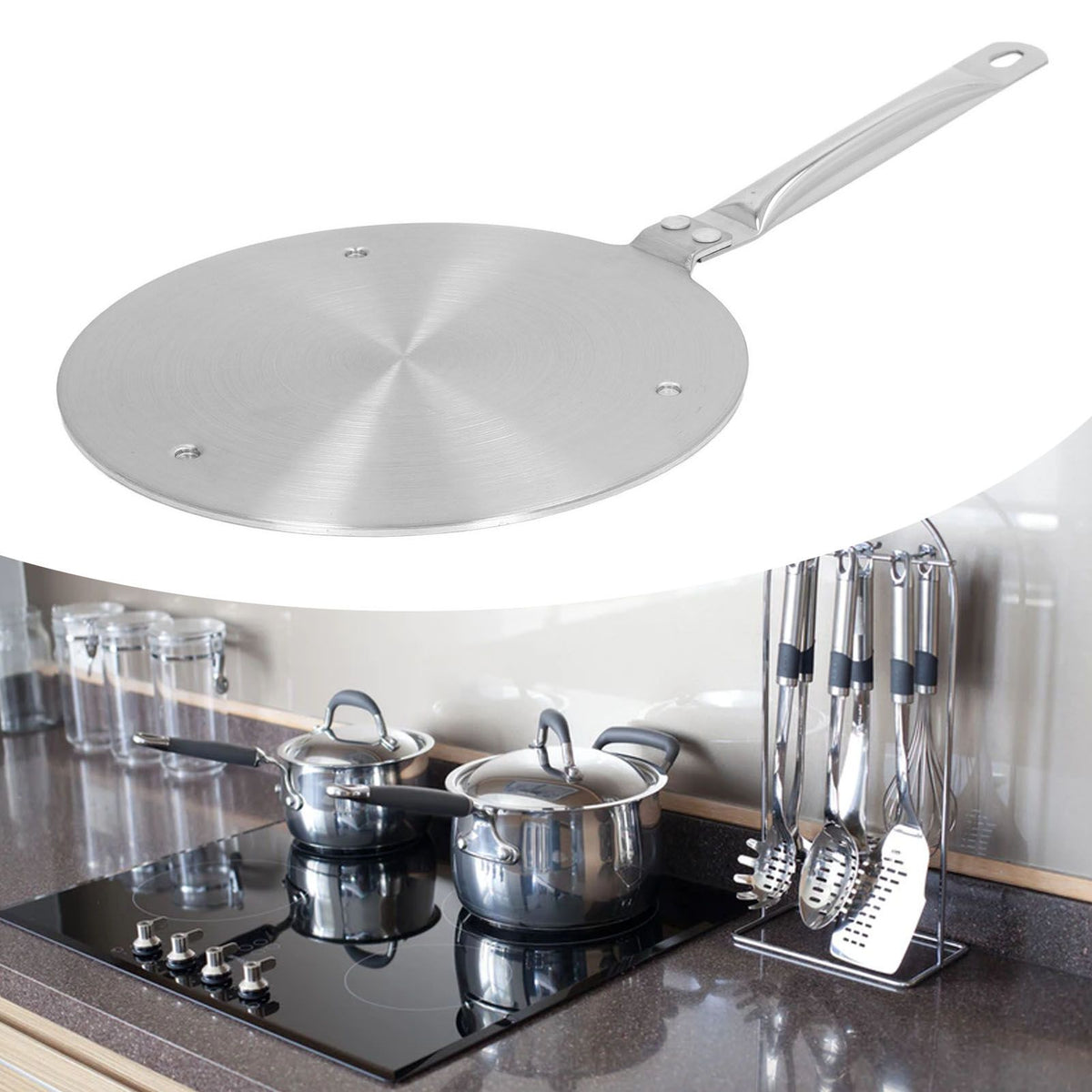 Heat Diffuser Induction Plate with Handle Kitchen Induction Cooker Adapter Plate Heat Converter Type 20 19.5cm/ 7.7in