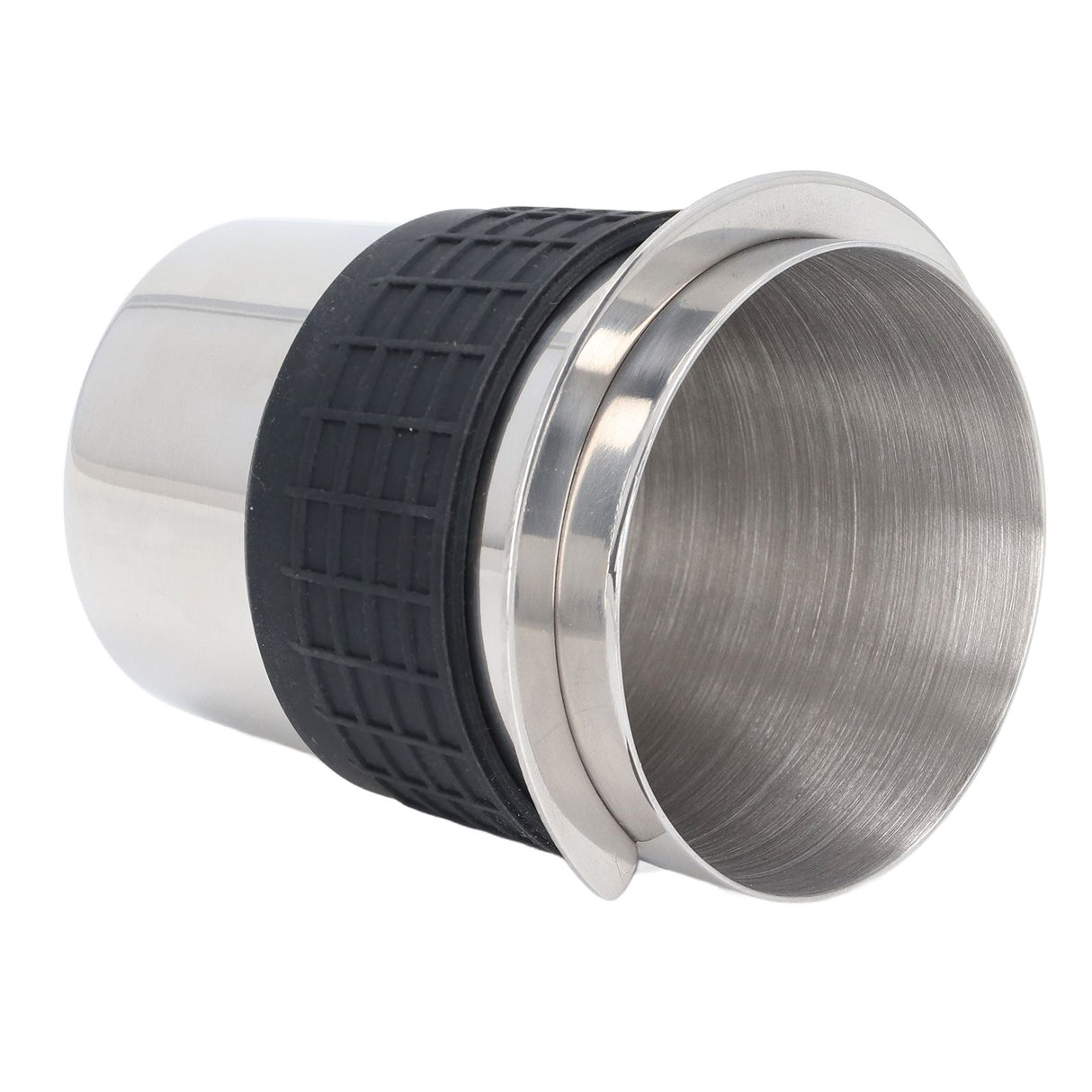 58mm Stainless Steel Coffee Dosing Cup Coffee Machine Handle Receiving Powder Cup with Silicone Ring Stainless Steel Color