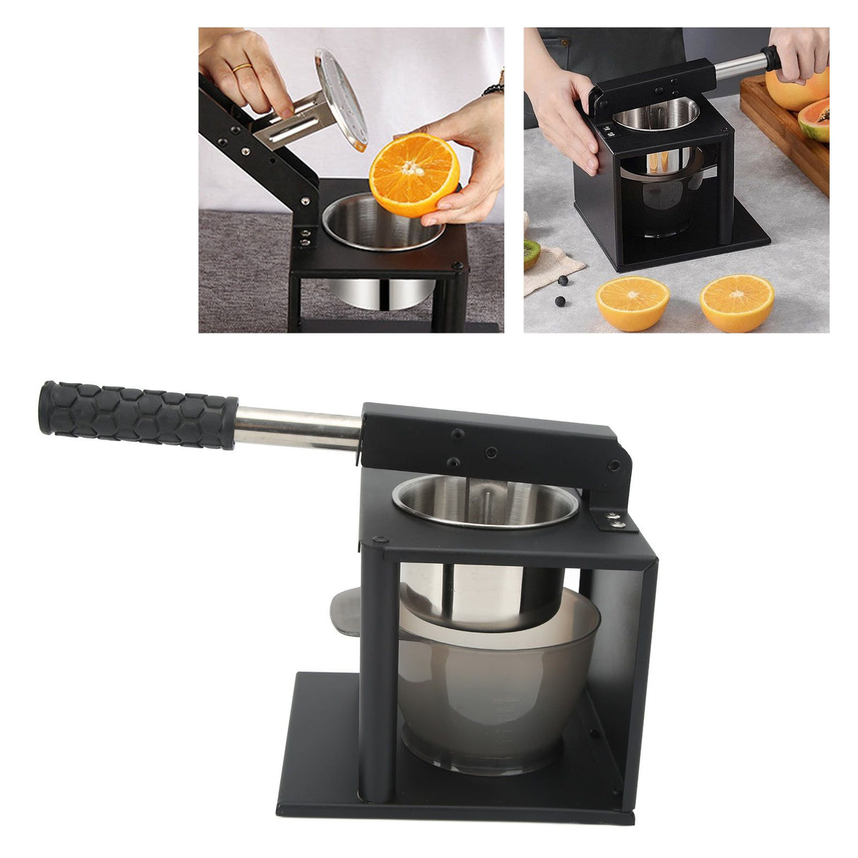 Manual Press Juicer Lever Design 304 Stainless Steel Hand Pressed Juicer Fruit Squeezer with Two Filters