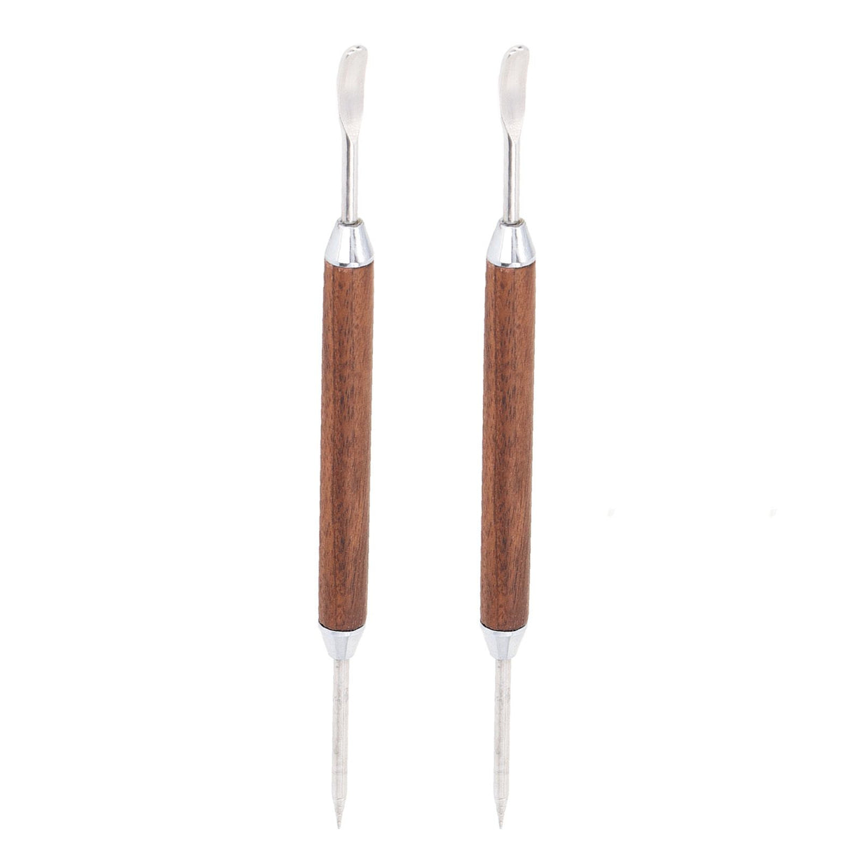 2PCS Coffee Art Pen Wooden Handle Stainless Steel Coffee Fancy Stitch Needle for DIY Decorating
