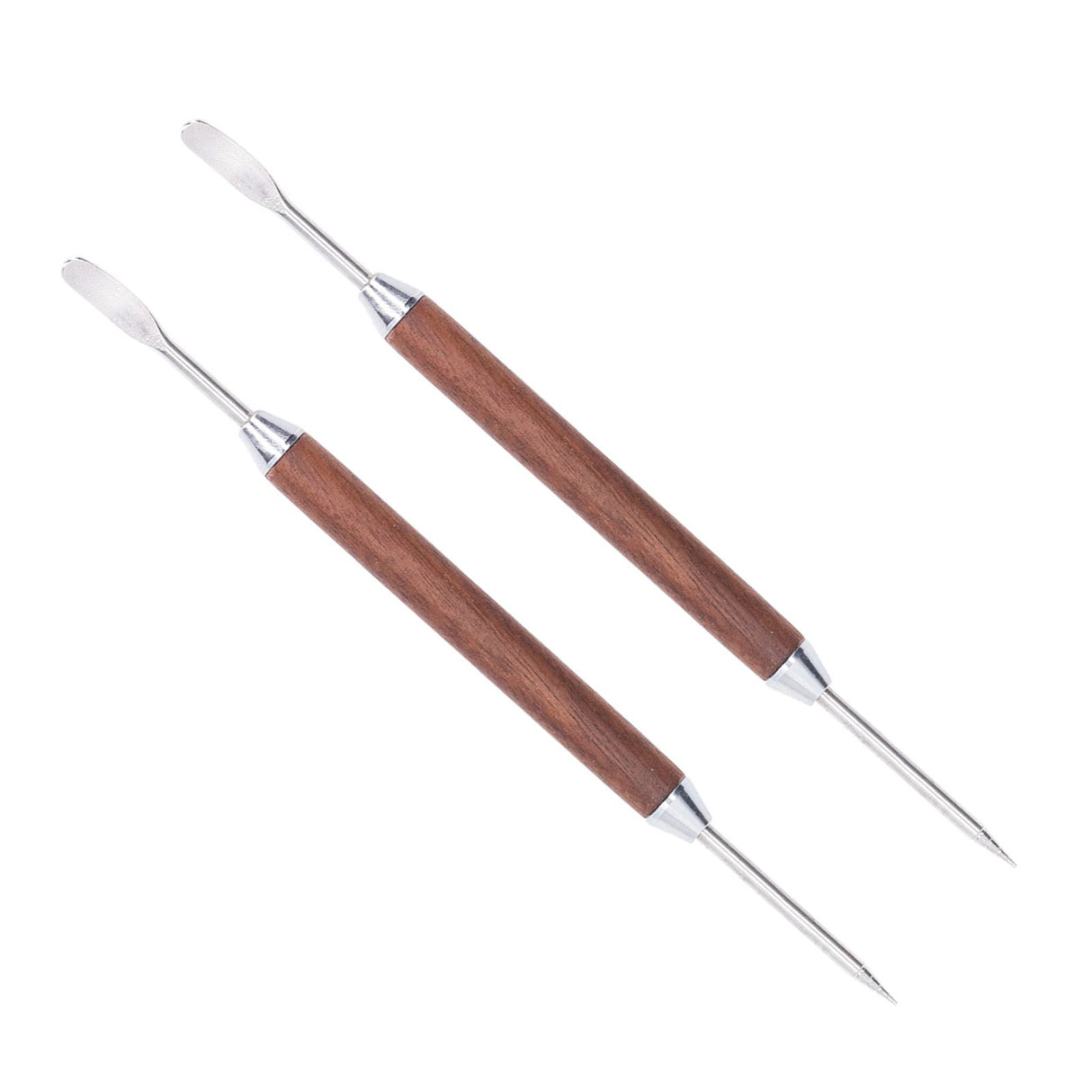 2PCS Coffee Art Pen Wooden Handle Stainless Steel Coffee Fancy Stitch Needle for DIY Decorating
