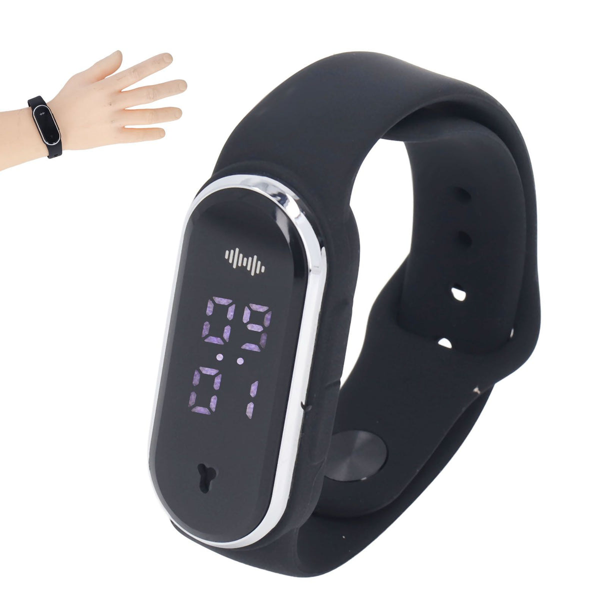 Anti Mosquito Bracelet Watch Silica Gel USB Rechargeable Ultrasonic Mosquito Repellent Bracelet for Outdoor Black