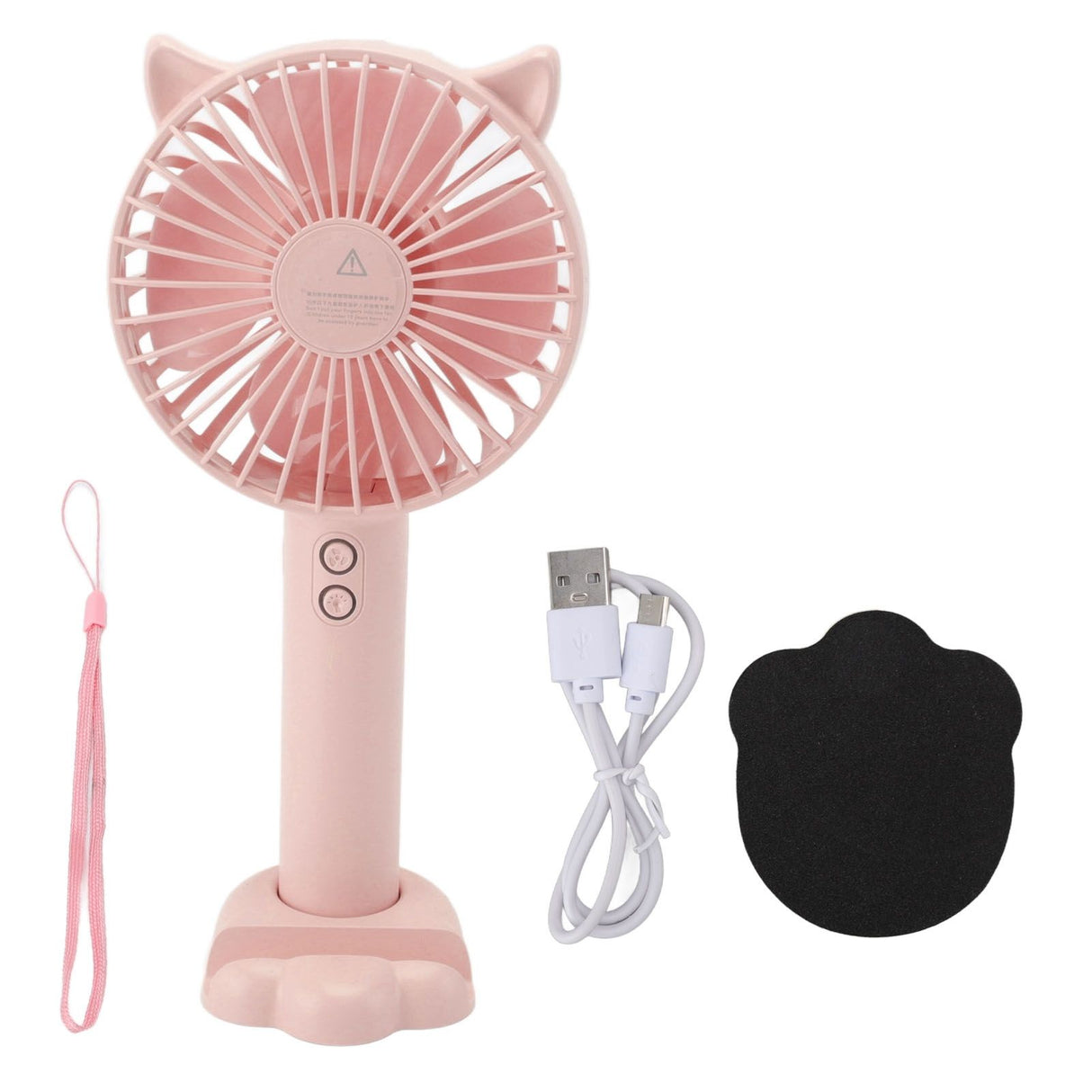 Hand Held Fan Portable USB Rechargeable Cute 3 Speed Wind Regulable ABS PC Battery Operated Fan for Travel Pink