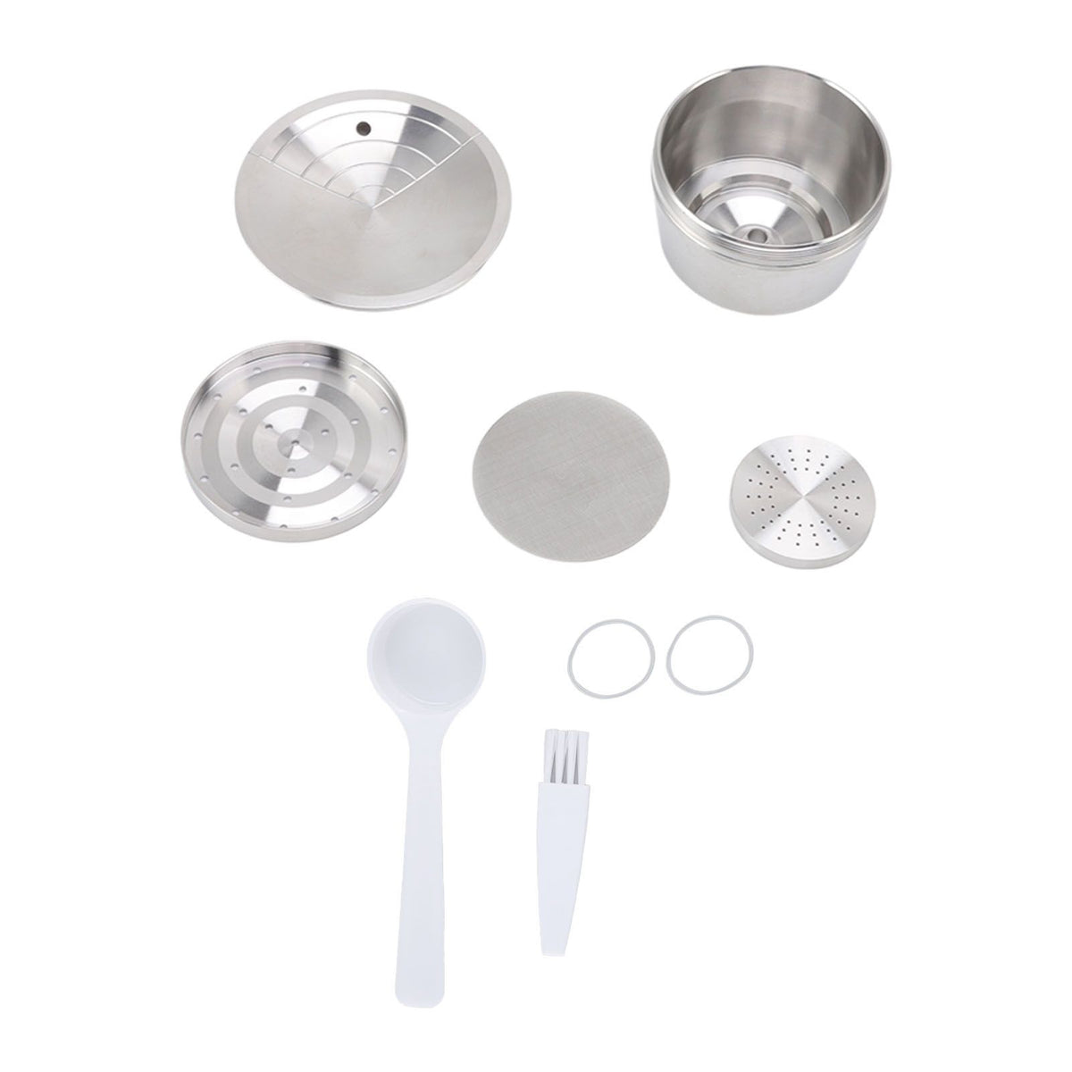 Stainless Steel Coffee Capsule Kit Reusable Filter Gasket Brush Spoon Powder Pressing Plate for EDG DG325