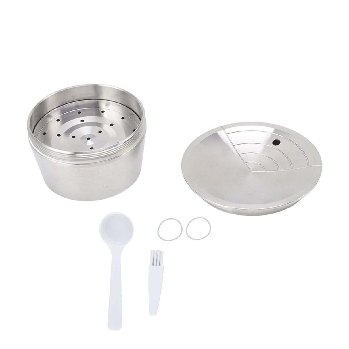 Stainless Steel Coffee Capsule Kit Reusable Filter Gasket Brush Spoon Powder Pressing Plate for EDG DG325