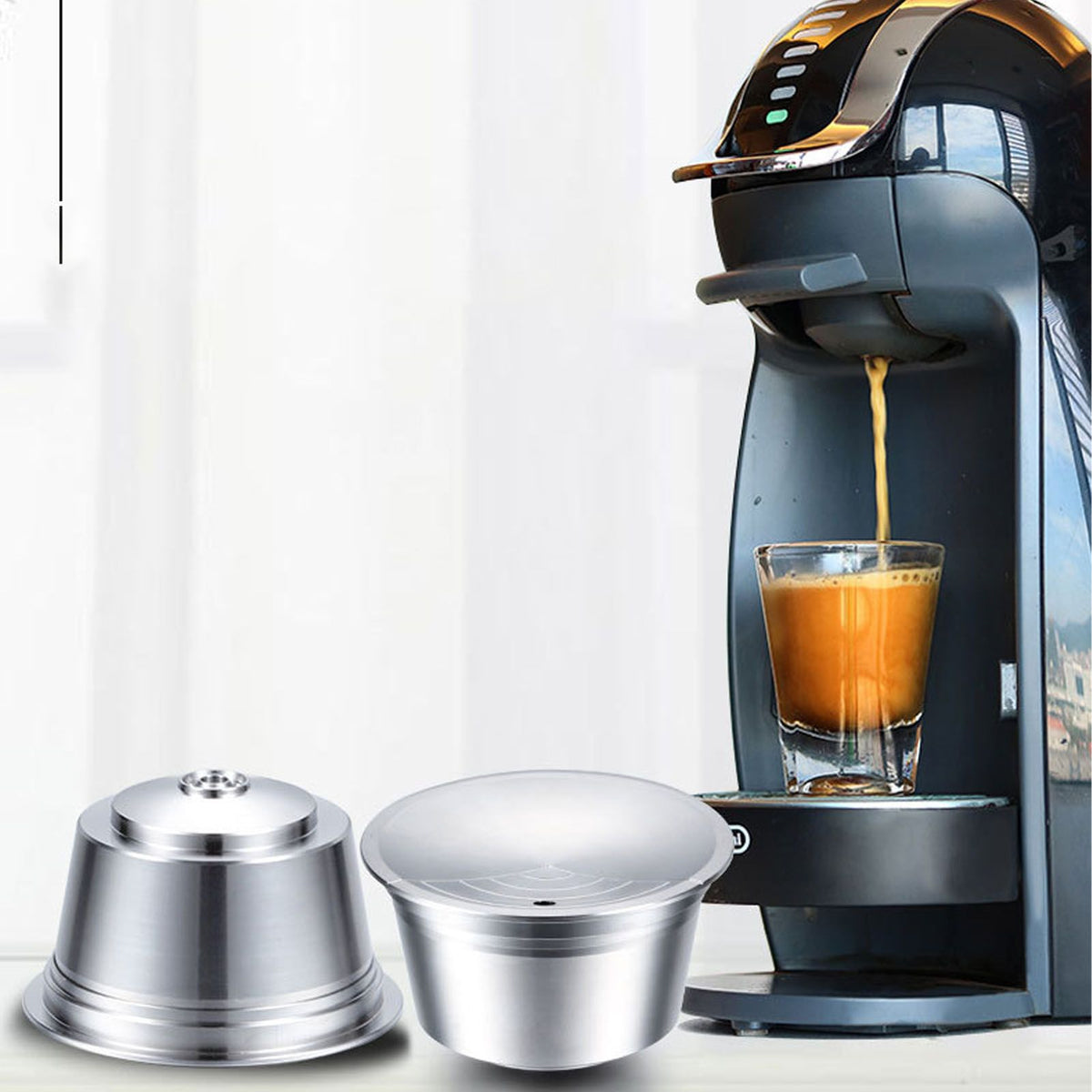 Stainless Steel Coffee Capsule Kit Reusable Filter Gasket Brush Spoon Powder Pressing Plate for EDG DG325