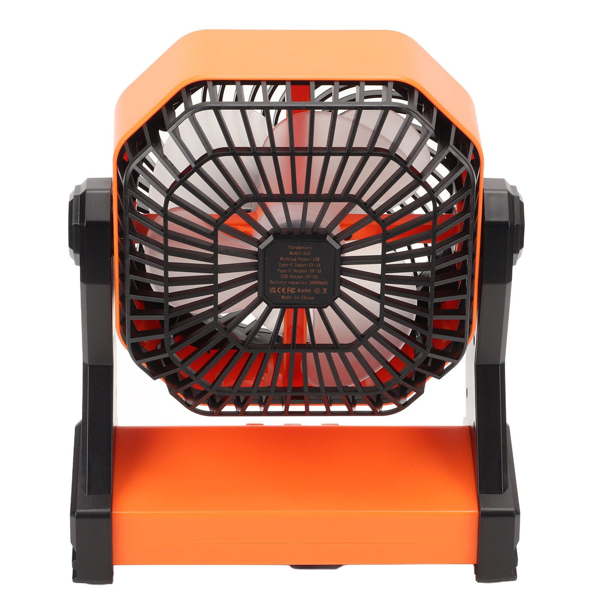 Camping Fan with LED Lantern 4 Levels 270 Degree Pivot Large Air Volume USB Rechargeable Outdoor Tent Fan with Light Hook Orange