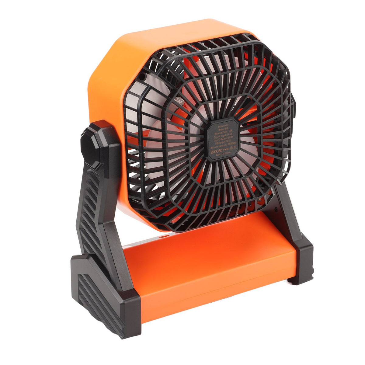 Camping Fan with LED Lantern 4 Levels 270 Degree Pivot Large Air Volume USB Rechargeable Outdoor Tent Fan with Light Hook Orange