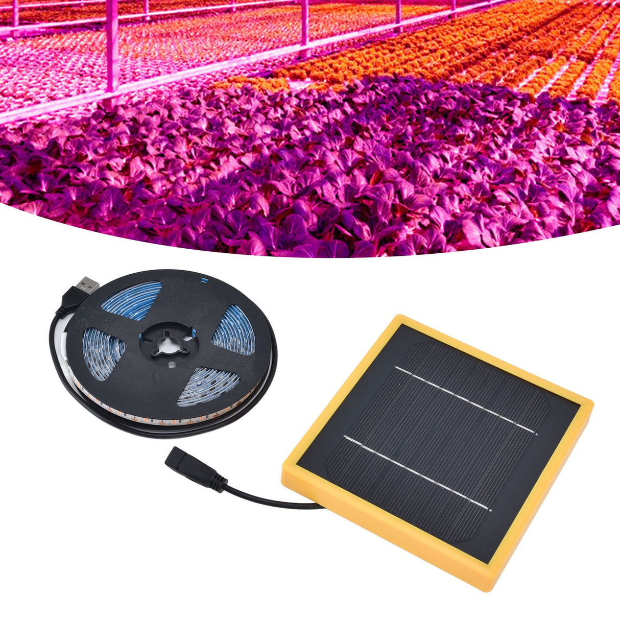 Solar Plant Grow Light Strip Solar Power Full Spectrum 5W LED High Luminous Flux Solar LED Grow Light Strips for Plant 3 Meters / 3.3yd