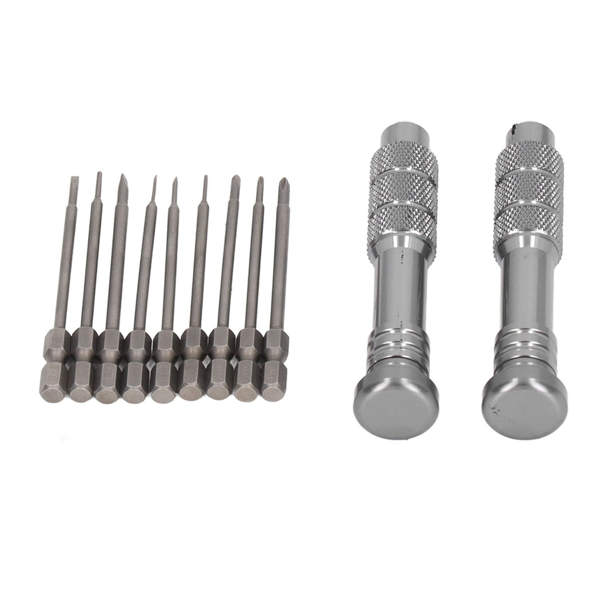 Steel Slotted Screwdriver Set with 9 Bits 2 Handles Hand Tool for Camera Lens Computer Electrical Maintenance