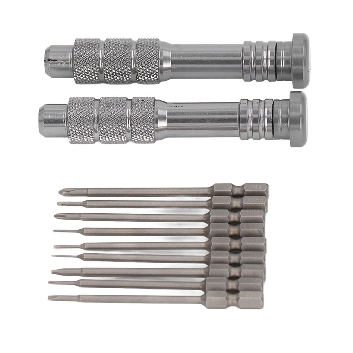Steel Slotted Screwdriver Set with 9 Bits 2 Handles Hand Tool for Camera Lens Computer Electrical Maintenance