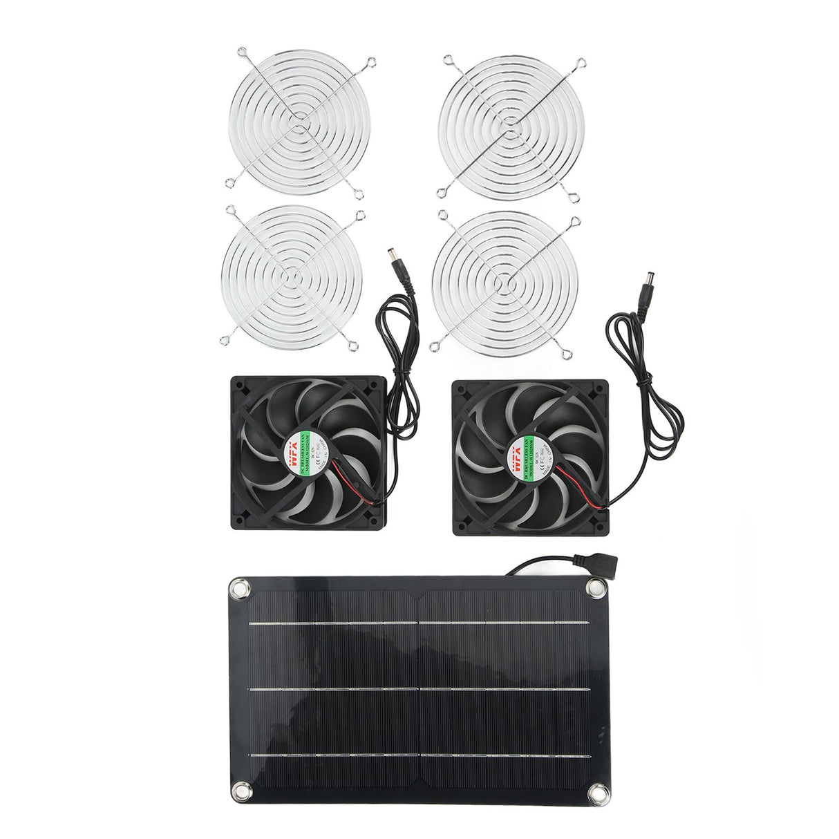 Solar Fan Portable Safe Environment Friendly Dual Exhaust Fan with Solar Panel for Pet House DC 12V