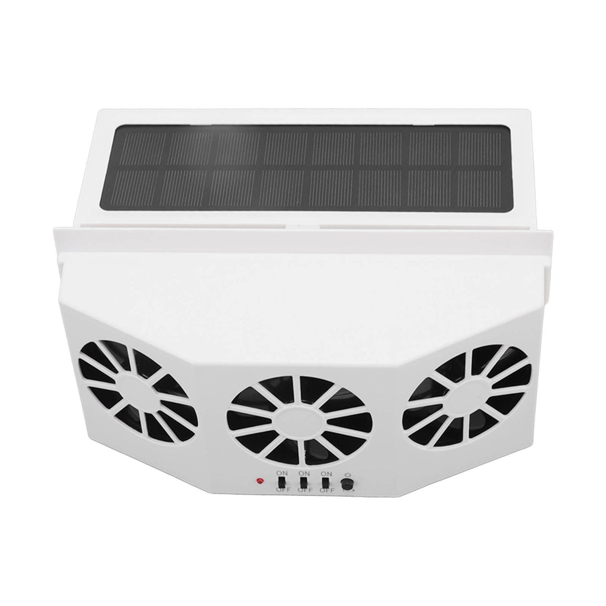 Solar Powered Car Cooler Large Wide Angle 3 Fans Deodorant Energy Saving Car Exhaust Ventilation Fan White