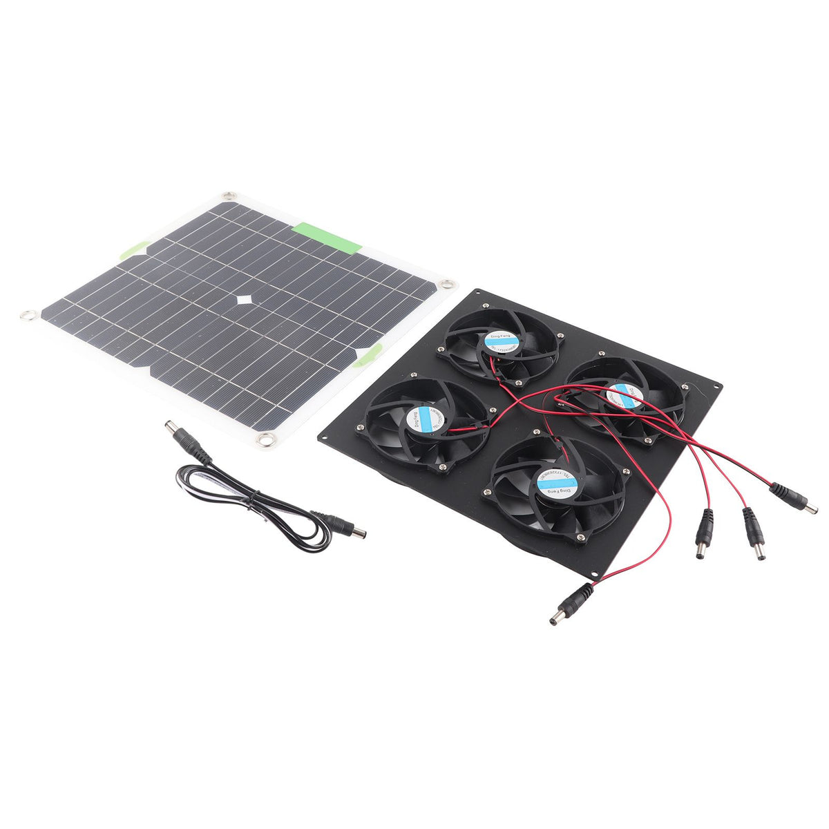 Solar Panel Fan Kit Waterproof Monocrystalline Silicon Solar Fan 4 Ports Ventilator Exhaust Fan for Greenhouses