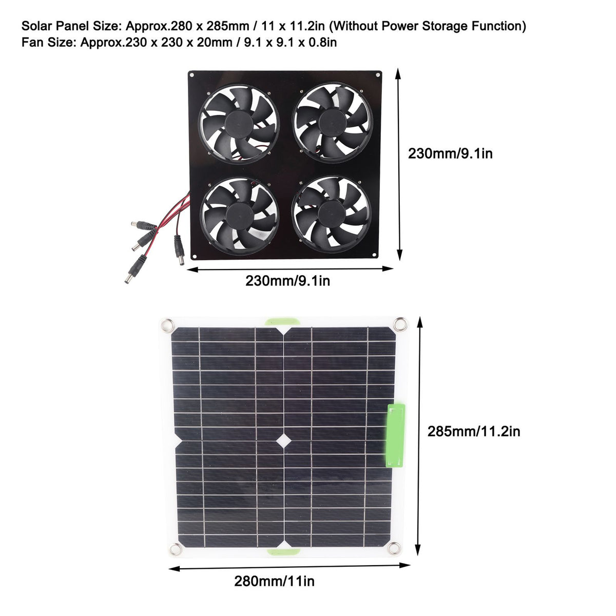 Solar Panel Fan Kit Waterproof Monocrystalline Silicon Solar Fan 4 Ports Ventilator Exhaust Fan for Greenhouses