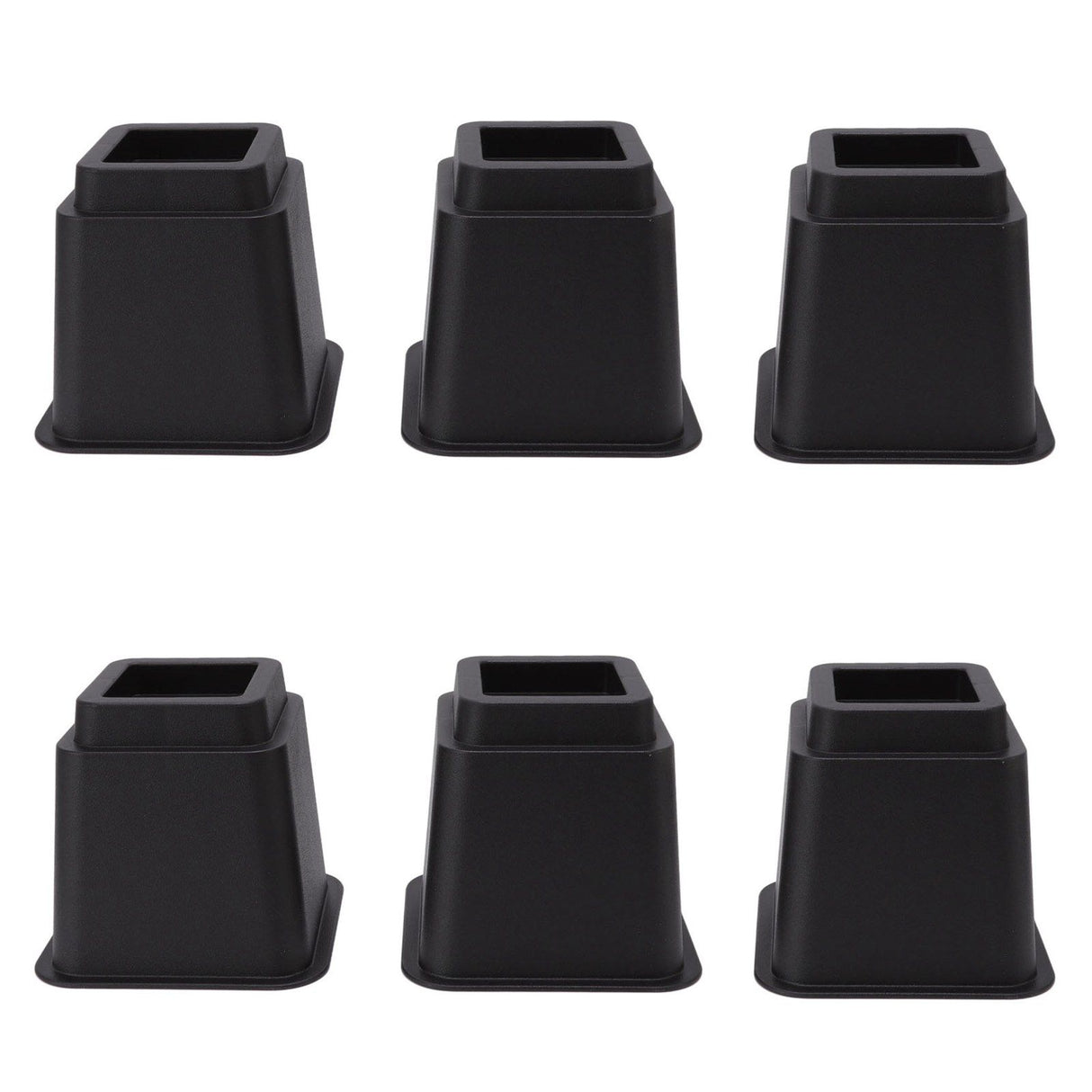 6pcs Bed Risers 5in High Quadrate Trapezoidal Ergonomic Plastic Black Furniture Risers Blocks for Home Office