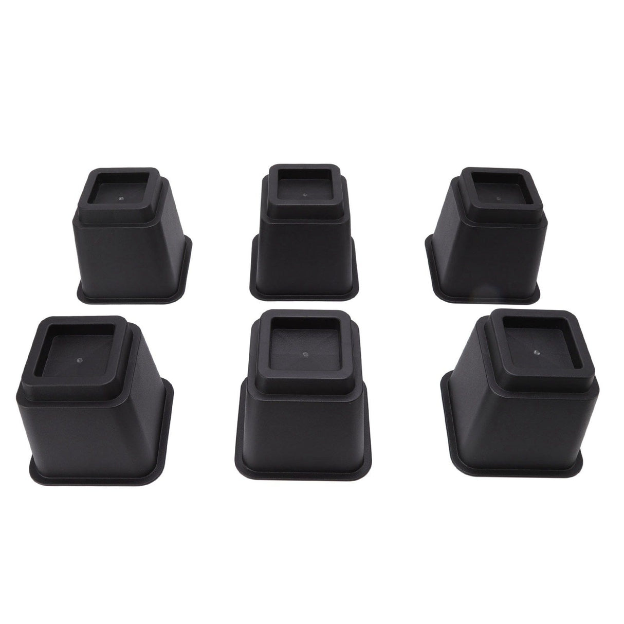 6pcs Bed Risers 5in High Quadrate Trapezoidal Ergonomic Plastic Black Furniture Risers Blocks for Home Office