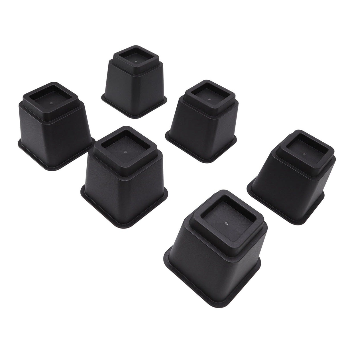 6pcs Bed Risers 5in High Quadrate Trapezoidal Ergonomic Plastic Black Furniture Risers Blocks for Home Office
