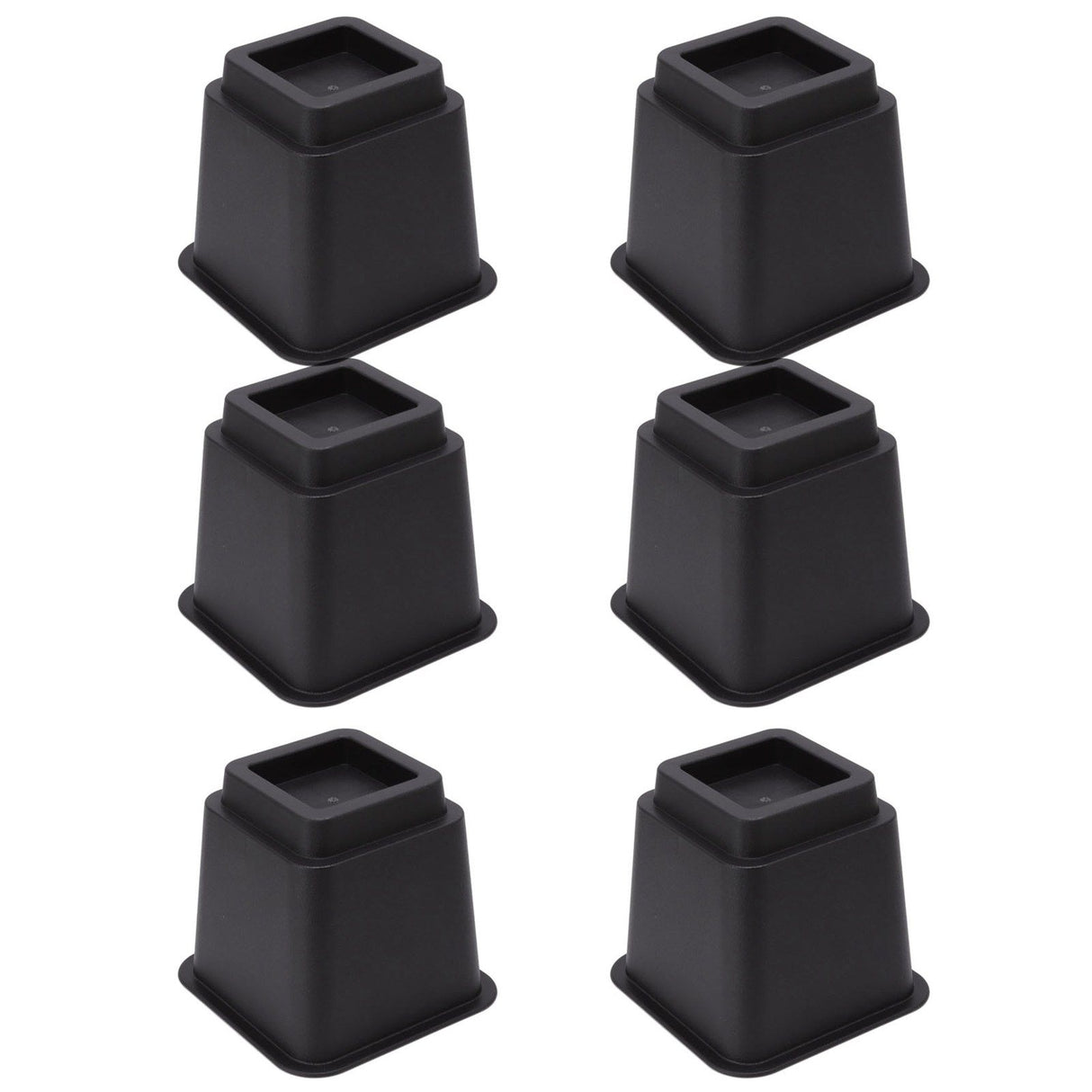 6pcs Bed Risers 5in High Quadrate Trapezoidal Ergonomic Plastic Black Furniture Risers Blocks for Home Office