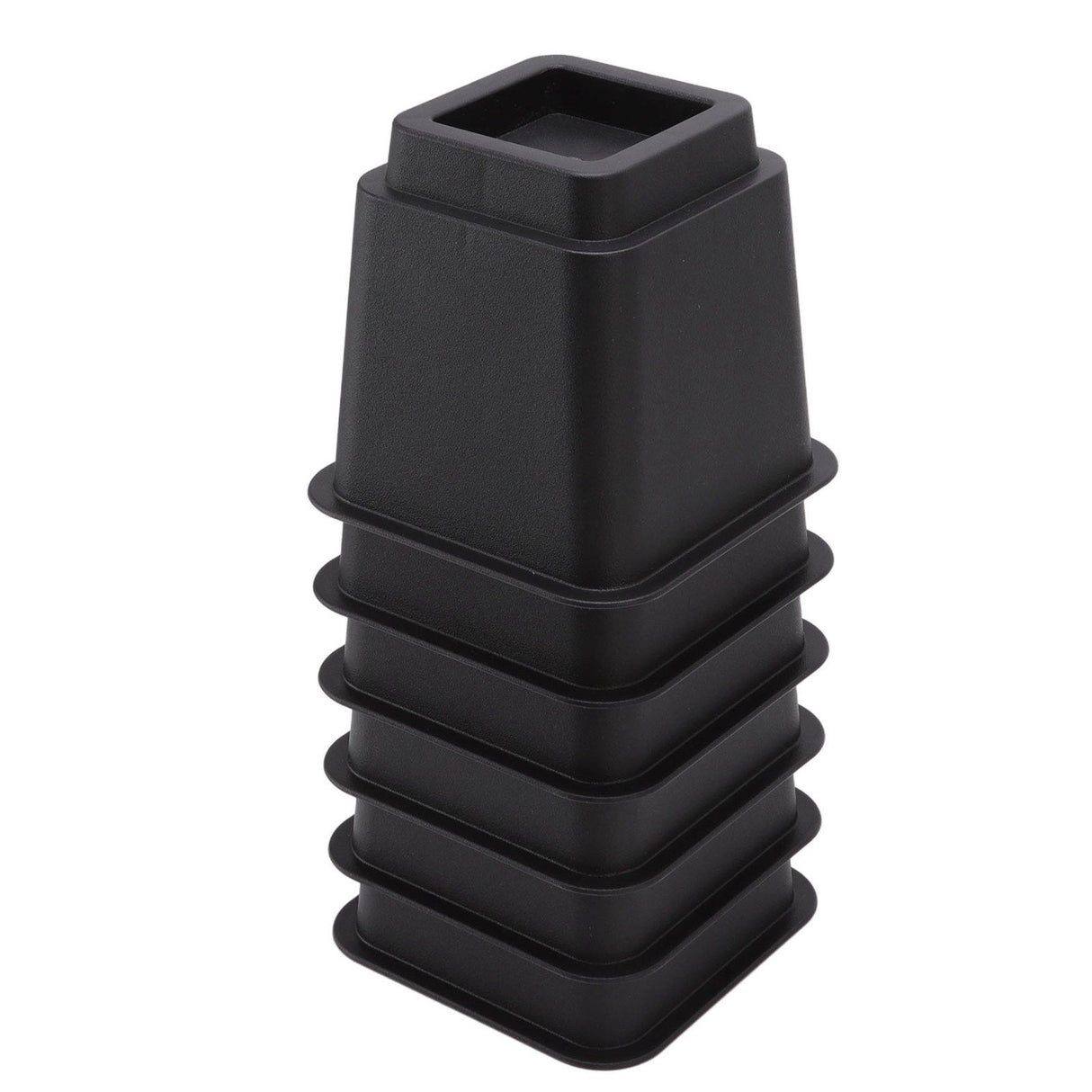 6pcs Bed Risers 5in High Quadrate Trapezoidal Ergonomic Plastic Black Furniture Risers Blocks for Home Office
