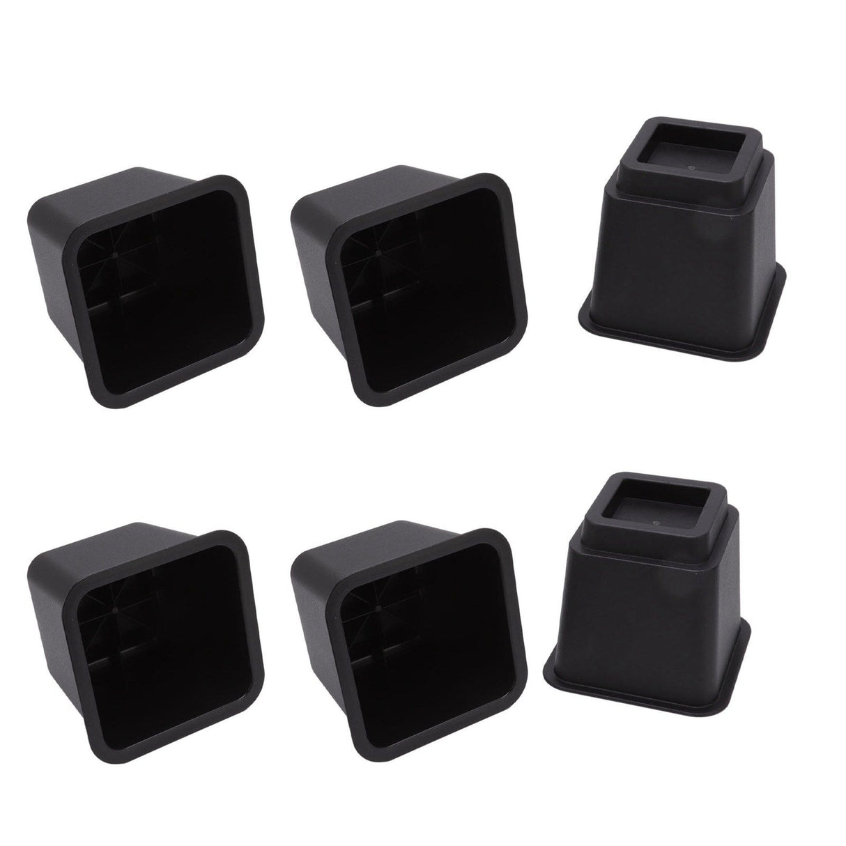 6pcs Bed Risers 5in High Quadrate Trapezoidal Ergonomic Plastic Black Furniture Risers Blocks for Home Office