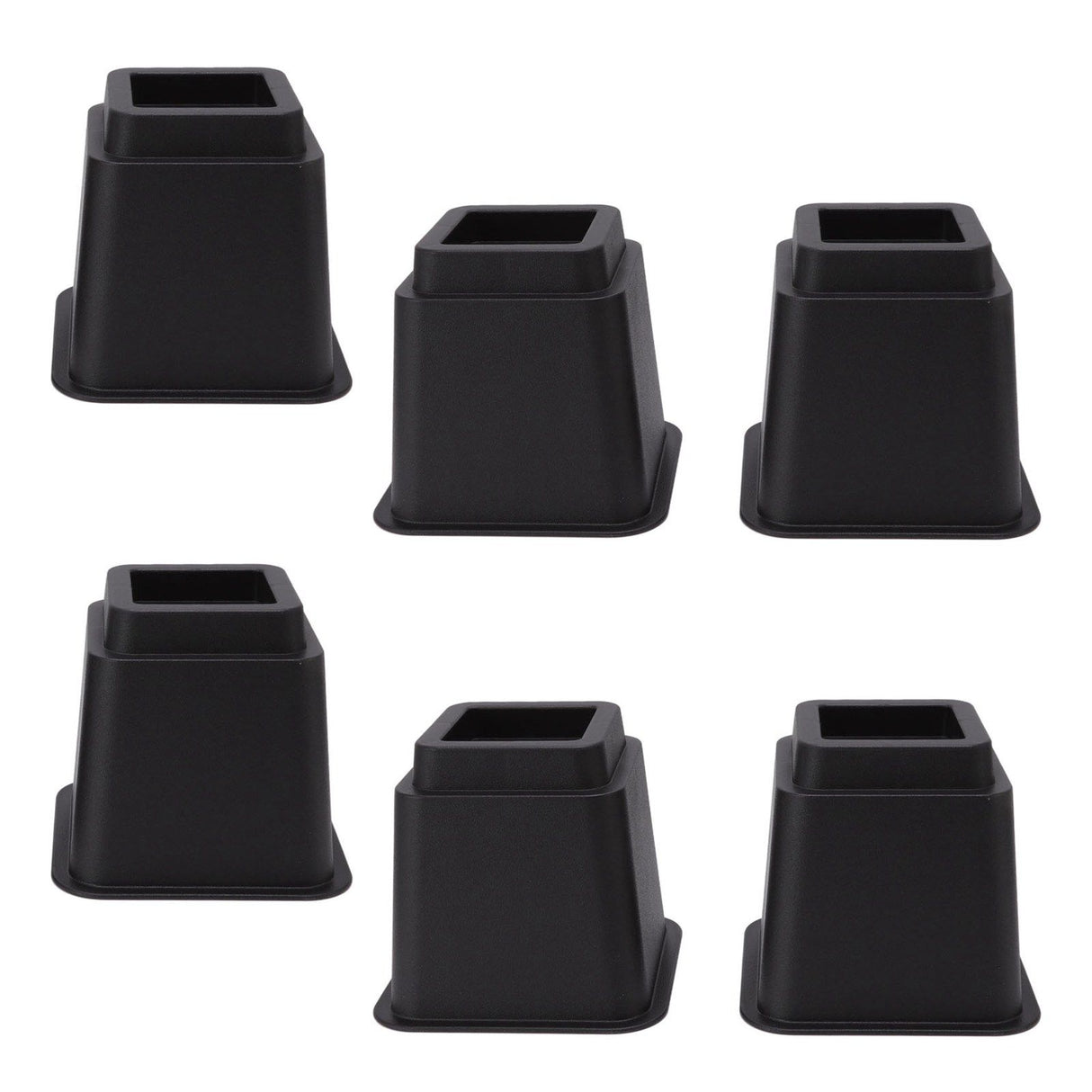 6pcs Bed Risers 5in High Quadrate Trapezoidal Ergonomic Plastic Black Furniture Risers Blocks for Home Office