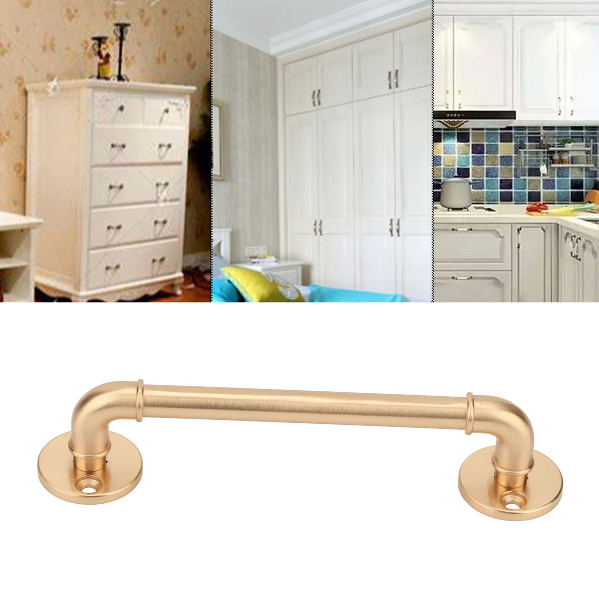 Gate Pull Handle Zinc Alloy Retro Round Base Furniture Hardware for Door Drawer Cabinet Wardrobe Closet Gold