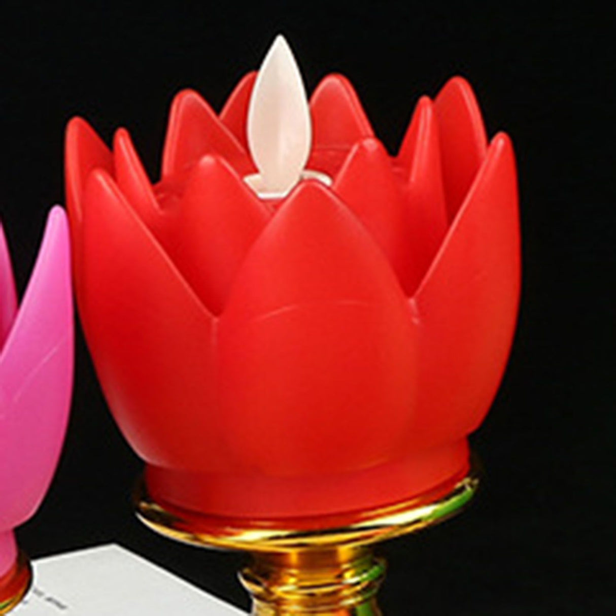 LED Lotus Lamp Colorful LED Soft Natural Light Lifelike Safe Odorless Durable Buddha Lamp for Bedroom Office Living Room Red