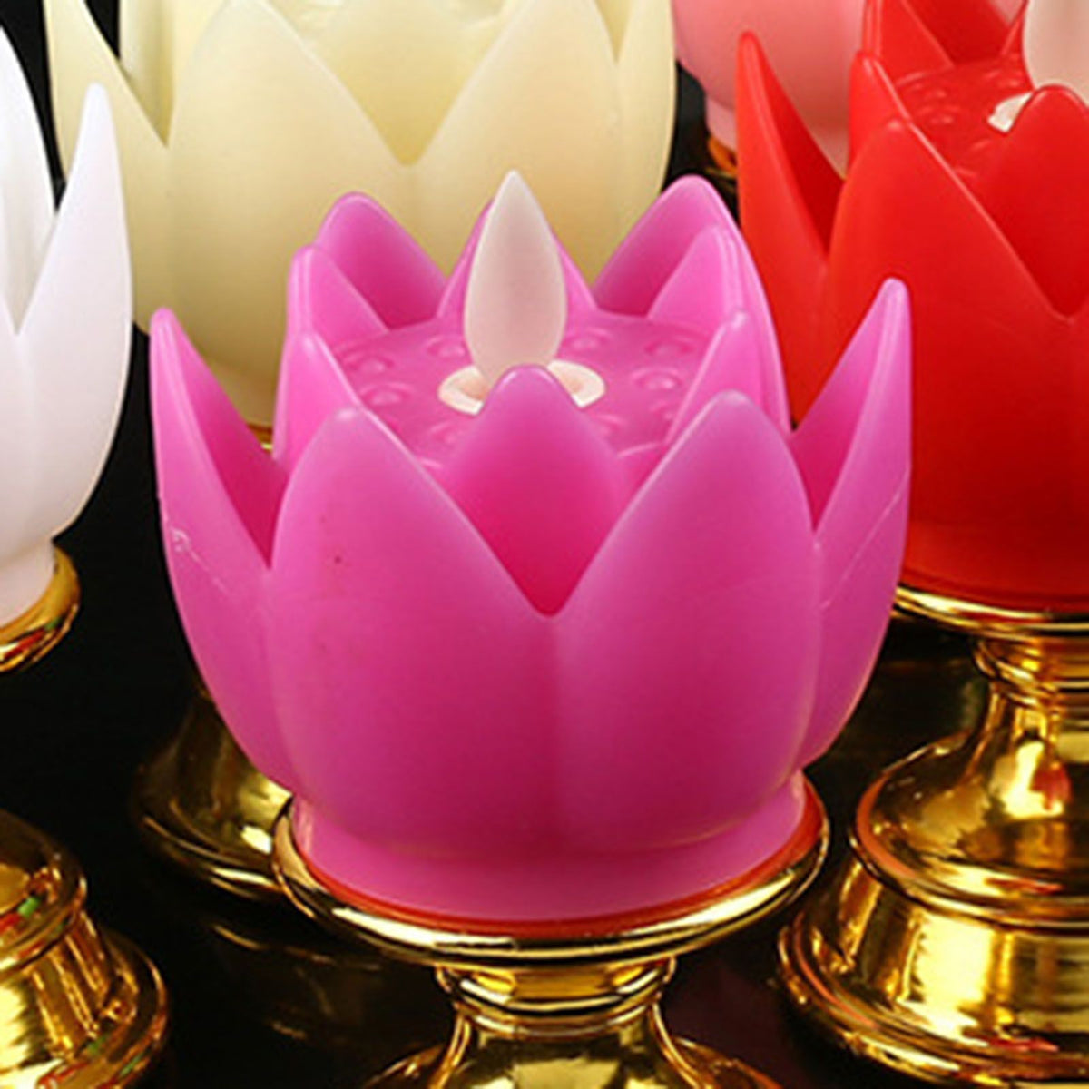 LED Lotus Lamp Colorful LED Soft Natural Light Lifelike Safe Odorless Durable Buddha Lamp for Bedroom Office Living Room Purple