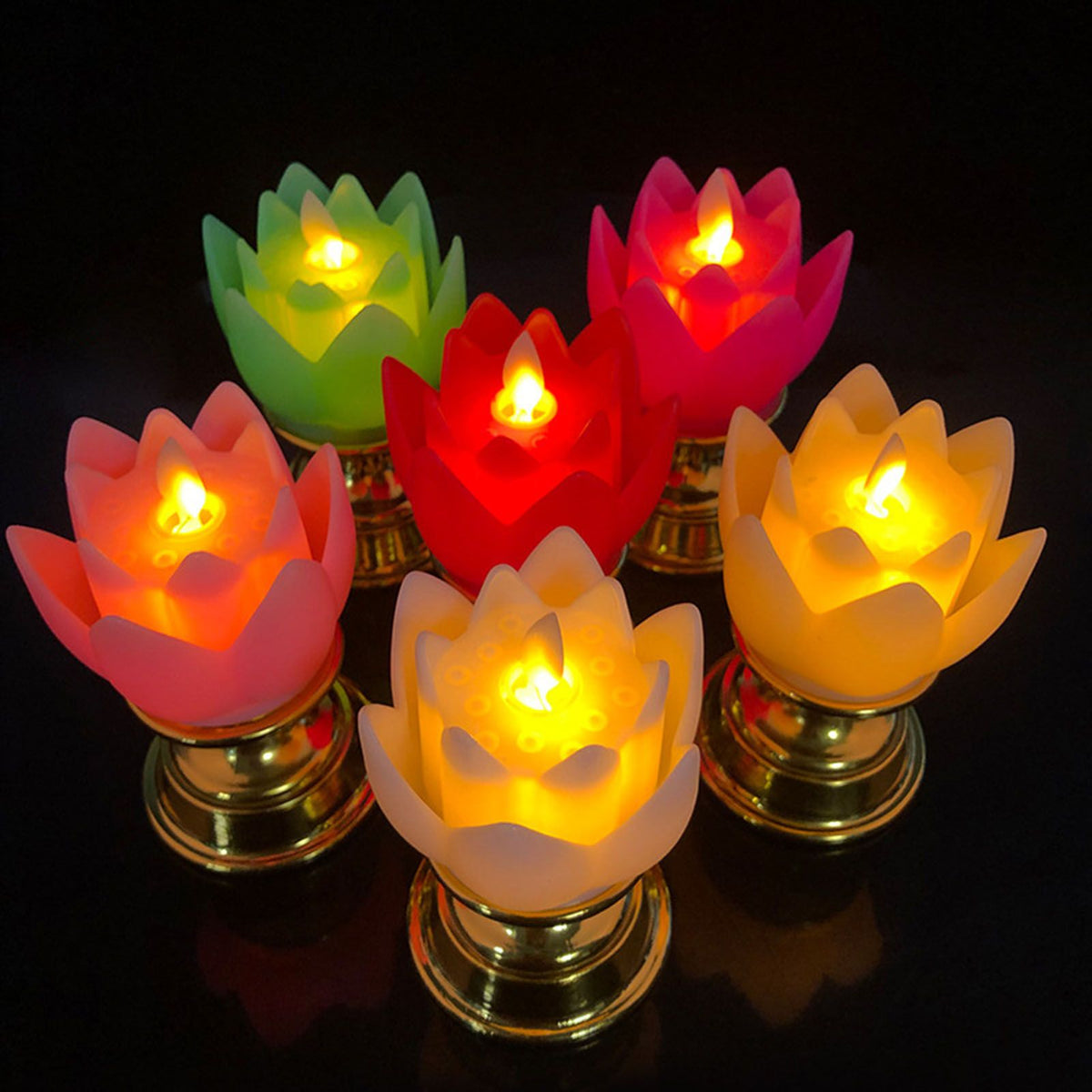 LED Lotus Lamp Colorful LED Soft Natural Light Lifelike Safe Odorless Durable Buddha Lamp for Bedroom Office Living Room Purple