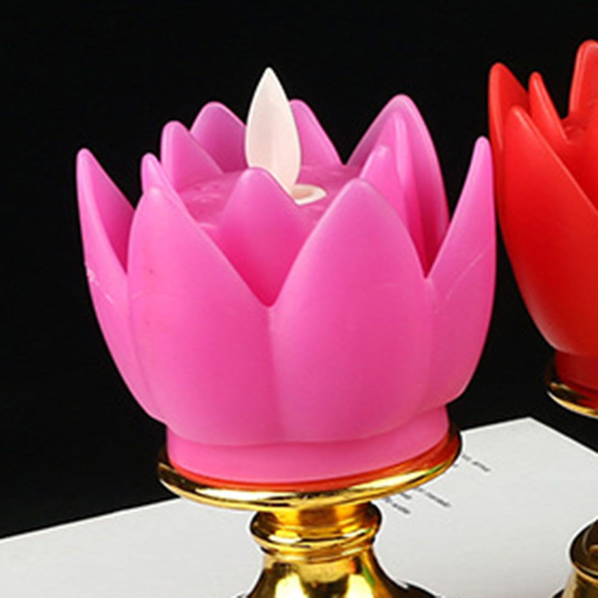 LED Lotus Lamp Colorful LED Soft Natural Light Lifelike Safe Odorless Durable Buddha Lamp for Bedroom Office Living Room Purple