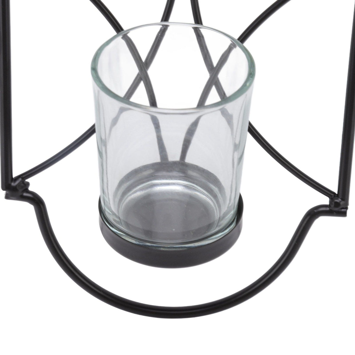 2Pcs Wall Mounted Candle Holder Iron Glass Sconces Decoration Accessories for Living Room Bedroom Black