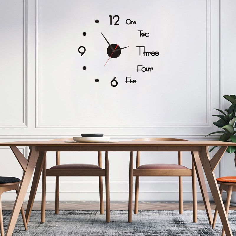 Night Light Wall Clock Frameless Decorative Luminous Silent Clock for Living Room Bedroom Black Small 40cm/15.75in
