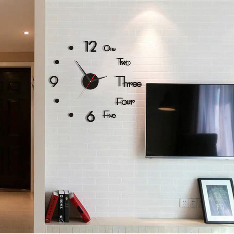 Night Light Wall Clock Frameless Decorative Luminous Silent Clock for Living Room Bedroom Black Small 40cm/15.75in