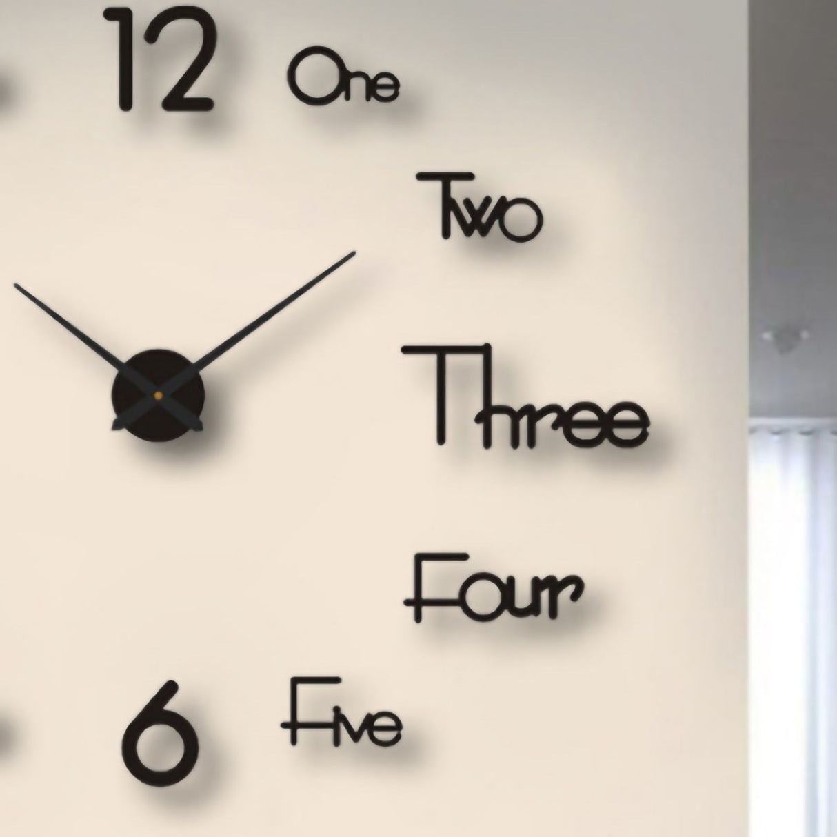Night Light Wall Clock Frameless Decorative Luminous Silent Clock for Living Room Bedroom Black Large 130cm/51.18in