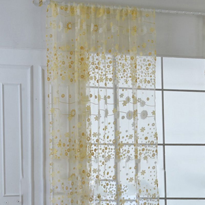 Sheer Curtain Innovative Elegant Translucent Floral Voile Drapes for Living Room Study Room Bedroom Yellow 100x250cm / 39.4x98.4in (Hooks)